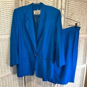 Sandra Roth Vintage Silk Suit Jacket & Skirt 16
